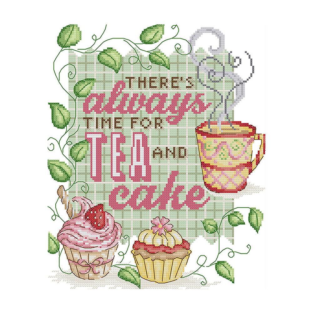 Tea Cake - 14CT Stamped Cross Stitch 30*34CM