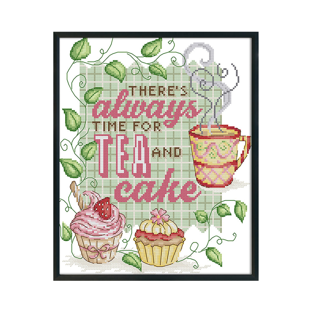 Tea Cake - 14CT Stamped Cross Stitch 30*34CM