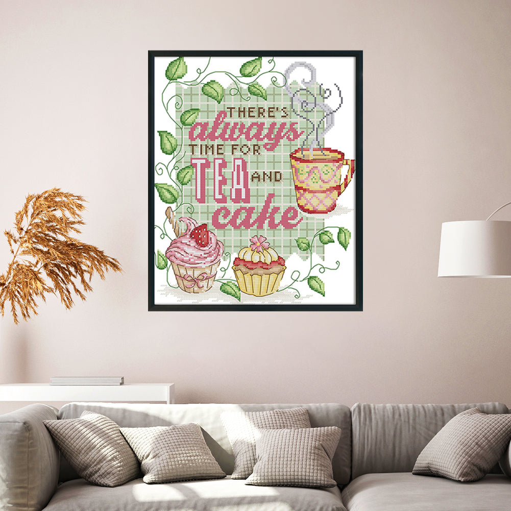 Tea Cake - 14CT Stamped Cross Stitch 30*34CM