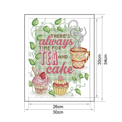 Tea Cake - 14CT Stamped Cross Stitch 30*34CM