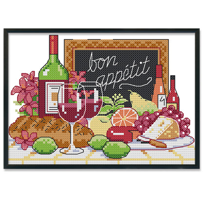 Wine - 14CT Stamped Cross Stitch 21*16CM