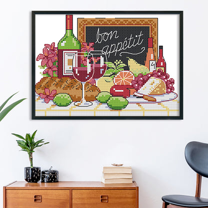 Wine - 14CT Stamped Cross Stitch 21*16CM