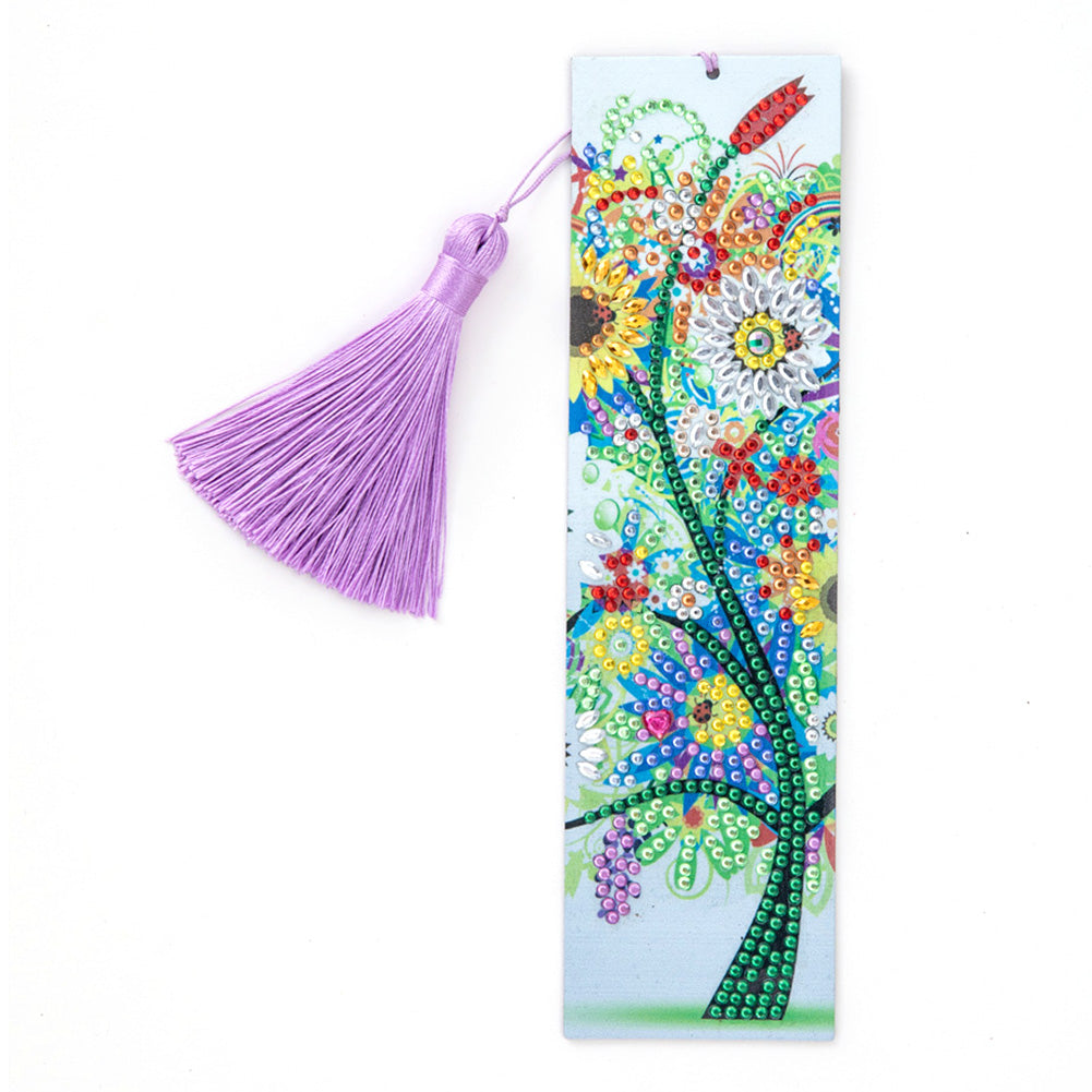 Special Shaped 5D DIY Cartoon Tassel Leather Art Diamond Painting Bookmark