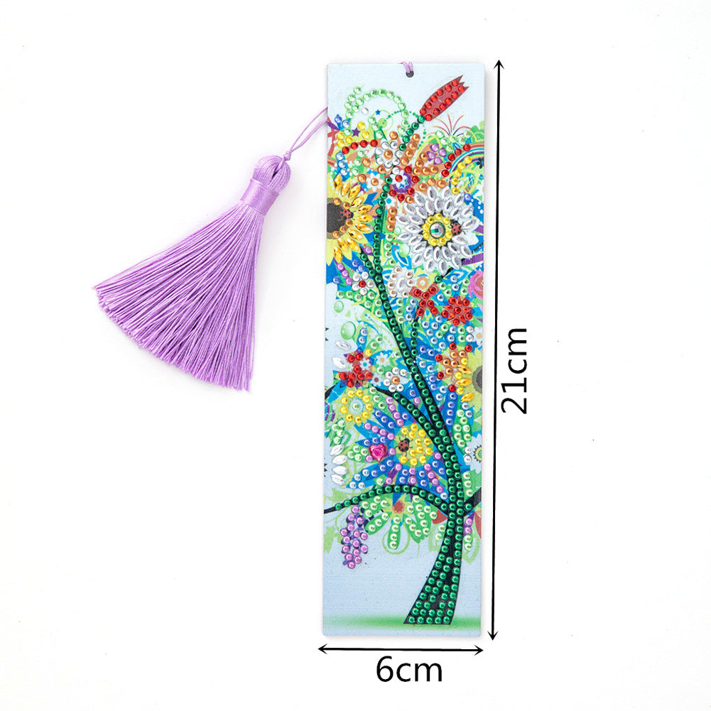 Special Shaped 5D DIY Cartoon Tassel Leather Art Diamond Painting Bookmark