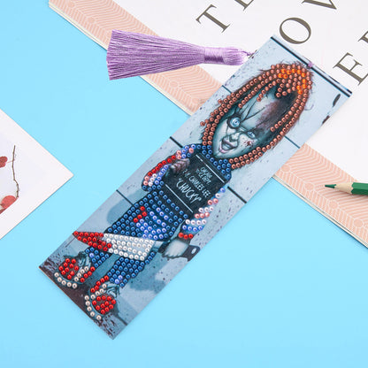 Special Shaped 5D DIY Cartoon Tassel Leather Art Diamond Painting Bookmark