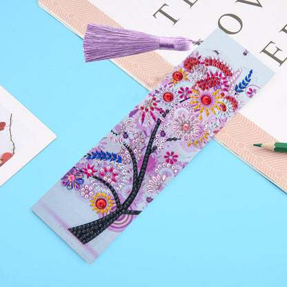 Special Shaped 5D DIY Cartoon Tassel Leather Art Diamond Painting Bookmark