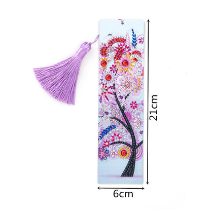 Special Shaped 5D DIY Cartoon Tassel Leather Art Diamond Painting Bookmark