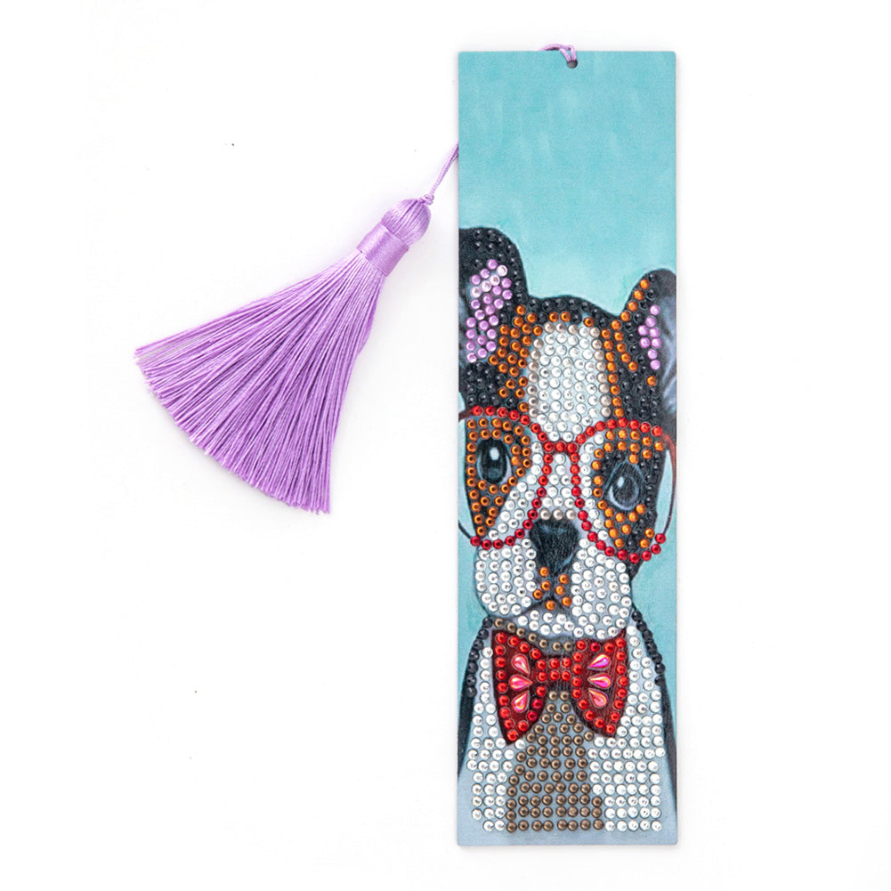 Special Shaped 5D DIY Cartoon Tassel Leather Art Diamond Painting Bookmark