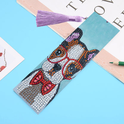 Special Shaped 5D DIY Cartoon Tassel Leather Art Diamond Painting Bookmark