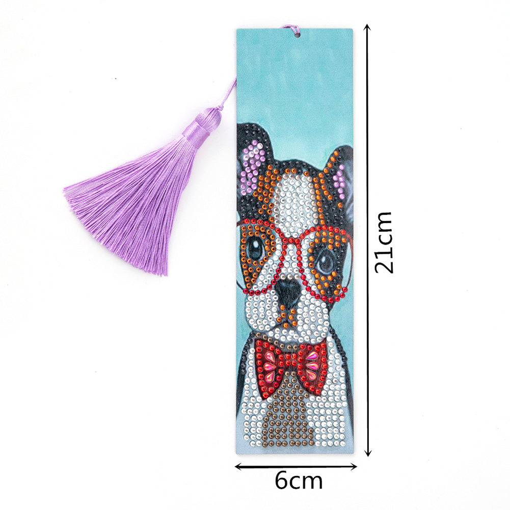 Special Shaped 5D DIY Cartoon Tassel Leather Art Diamond Painting Bookmark