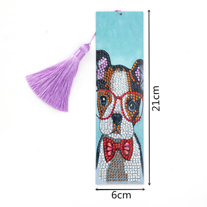 Special Shaped 5D DIY Cartoon Tassel Leather Art Diamond Painting Bookmark