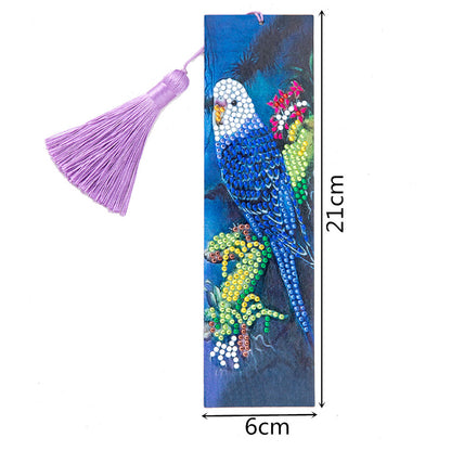 Special Shaped 5D DIY Cartoon Tassel Leather Art Diamond Painting Bookmark