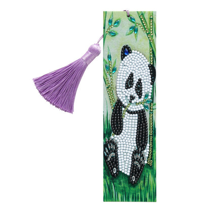 Special Shaped 5D DIY Cartoon Tassel Leather Art Diamond Painting Bookmark