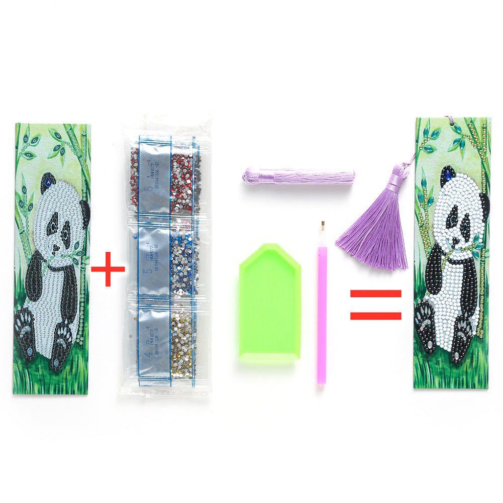 Special Shaped 5D DIY Cartoon Tassel Leather Art Diamond Painting Bookmark