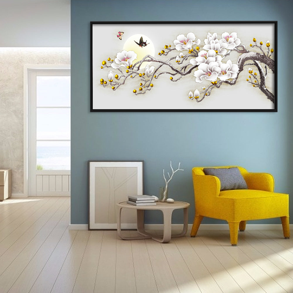 Flower Butterfly - Full Round Drill Diamond Painting 80*40CM