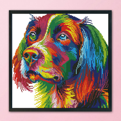 Rainbow Dog - 14CT Stamped Cross Stitch 34 *34CM