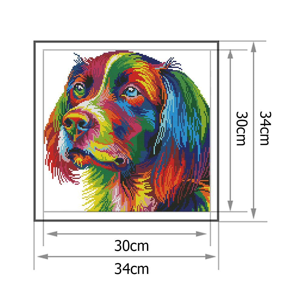 Rainbow Dog - 14CT Stamped Cross Stitch 34 *34CM