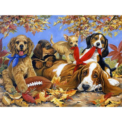 Dogs - Full Round Drill Diamond Painting 40*30CM