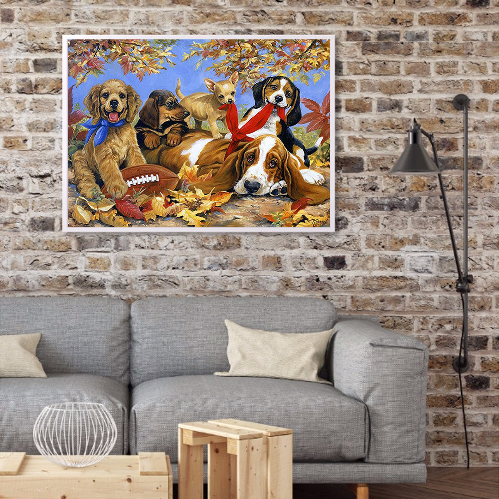 Dogs - Full Round Drill Diamond Painting 40*30CM