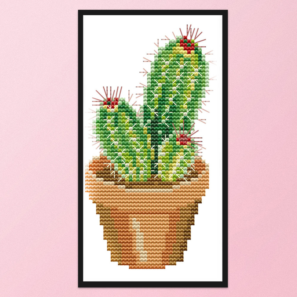 Cactus - 14CT Stamped Cross Stitch 10*19CM