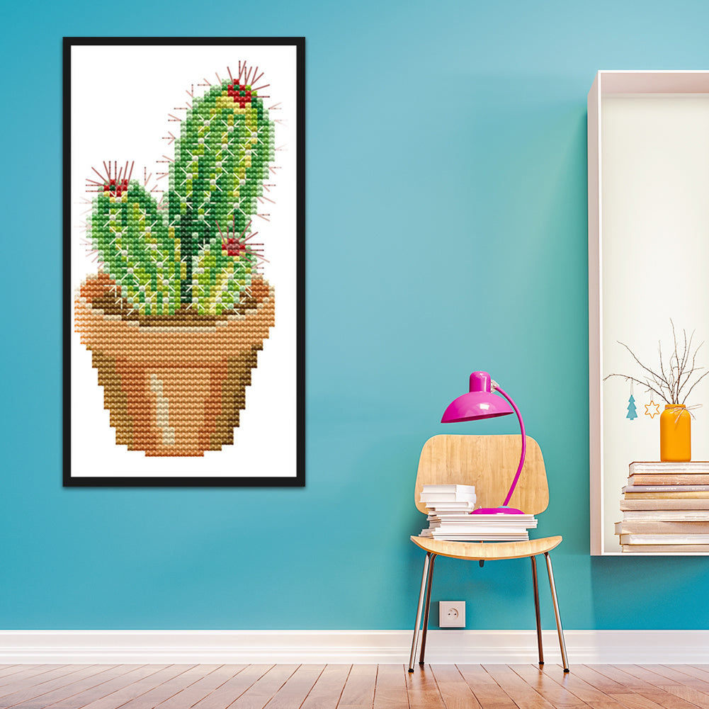 Cactus - 14CT Stamped Cross Stitch 10*19CM