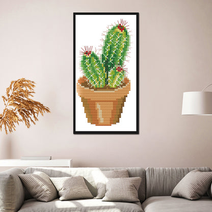 Cactus - 14CT Stamped Cross Stitch 10*19CM