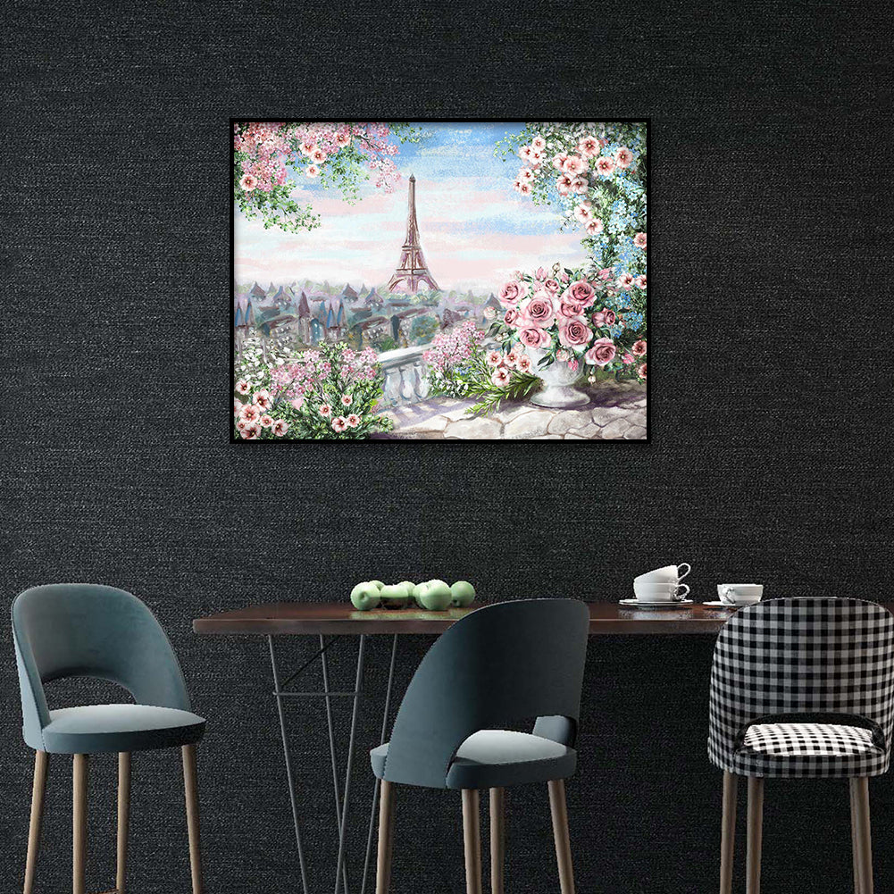 Eiffel Tower - Full Round Drill Diamond Painting 40*30CM