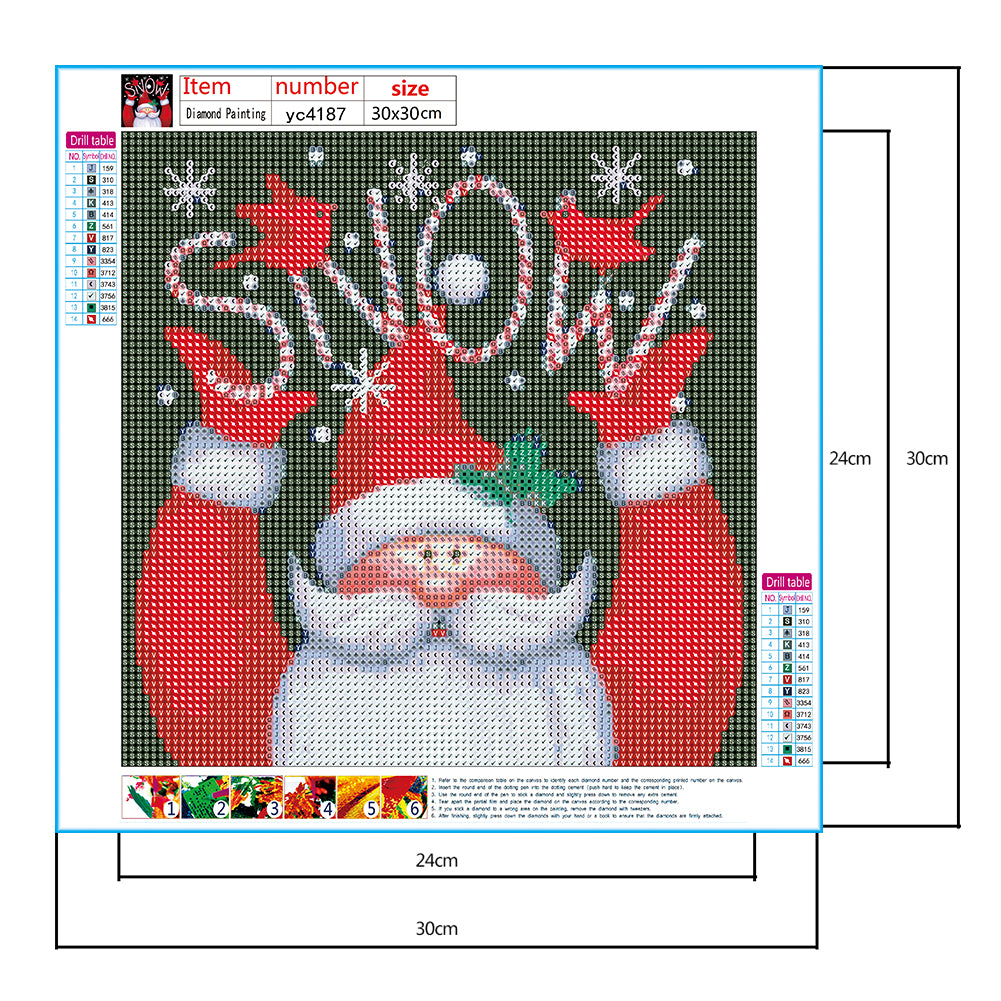 Snowman Santa - Full Round Drill Diamond Painting 30*30CM