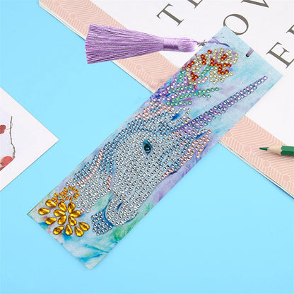 Tassel DIY Special Shape Drill Diamond Painting Animal Leather Bookmark Kit