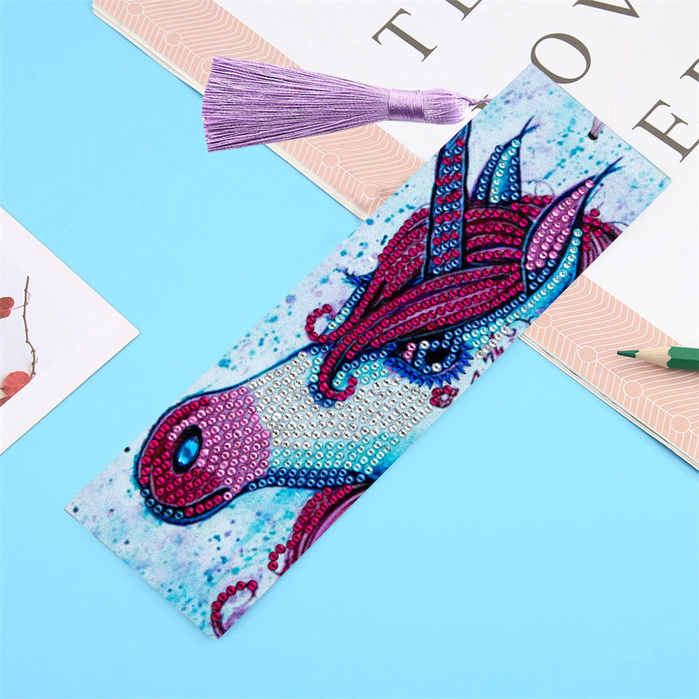 Tassel DIY Special Shape Drill Diamond Painting Animal Leather Bookmark Kit