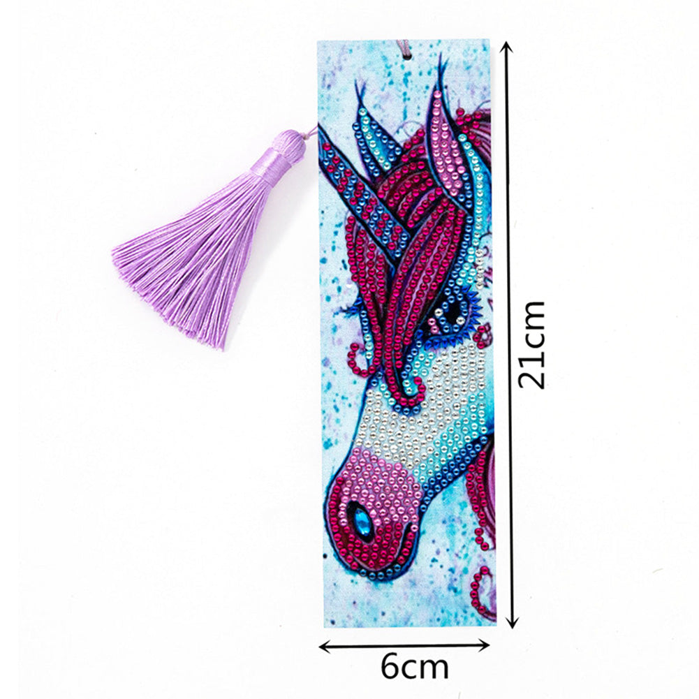 Tassel DIY Special Shape Drill Diamond Painting Animal Leather Bookmark Kit