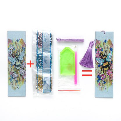 Tassel DIY Special Shape Drill Diamond Painting Animal Leather Bookmark Kit