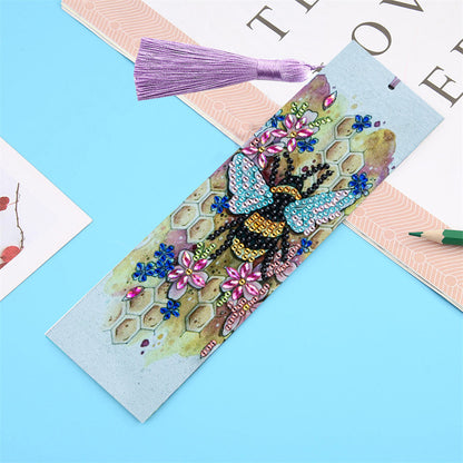 Tassel DIY Special Shape Drill Diamond Painting Animal Leather Bookmark Kit