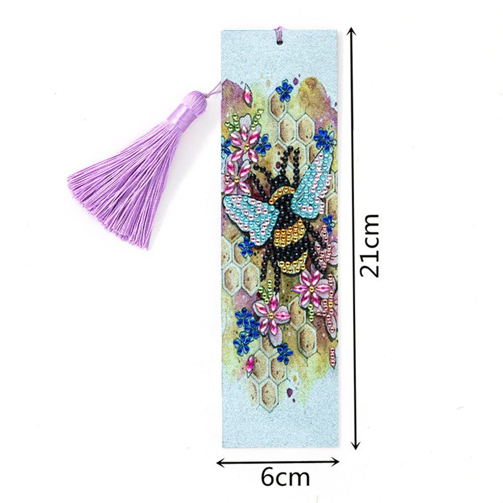 Tassel DIY Special Shape Drill Diamond Painting Animal Leather Bookmark Kit