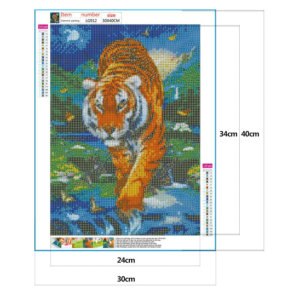 Butterfly Tiger - Full Round Drill Diamond Painting 30*40CM