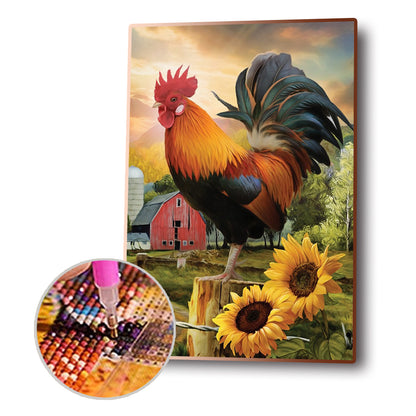 Rooster Sunflower - Full Round Drill Diamond Painting 30*40CM