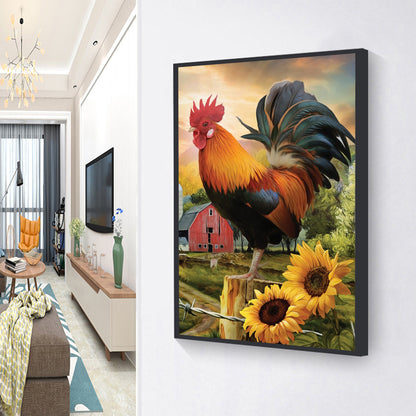 Rooster Sunflower - Full Round Drill Diamond Painting 30*40CM