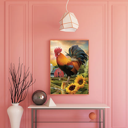 Rooster Sunflower - Full Round Drill Diamond Painting 30*40CM