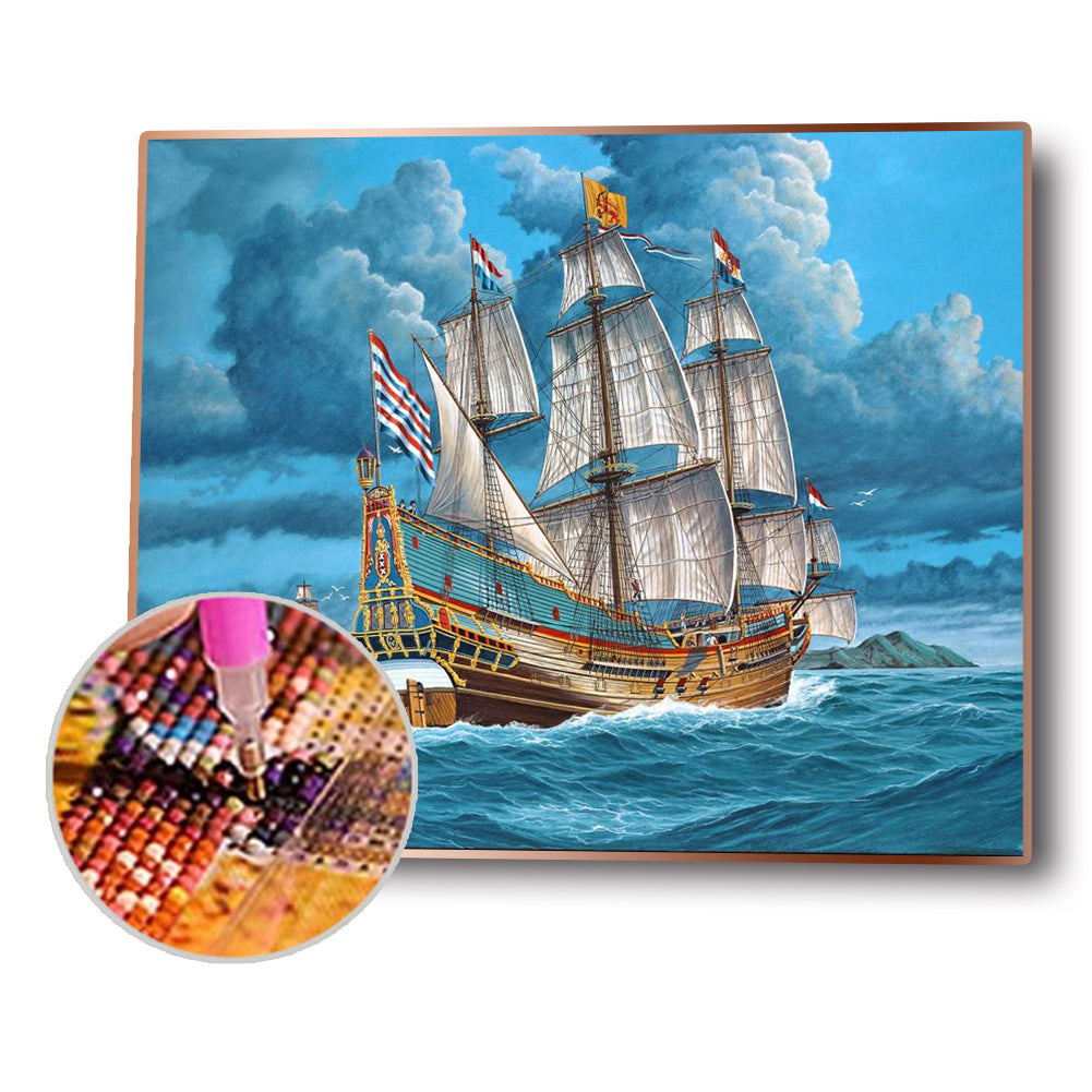 Boat - Full Round Drill Diamond Painting 40*30CM