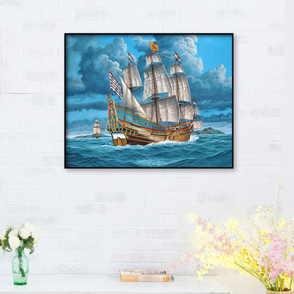 Boat - Full Round Drill Diamond Painting 40*30CM