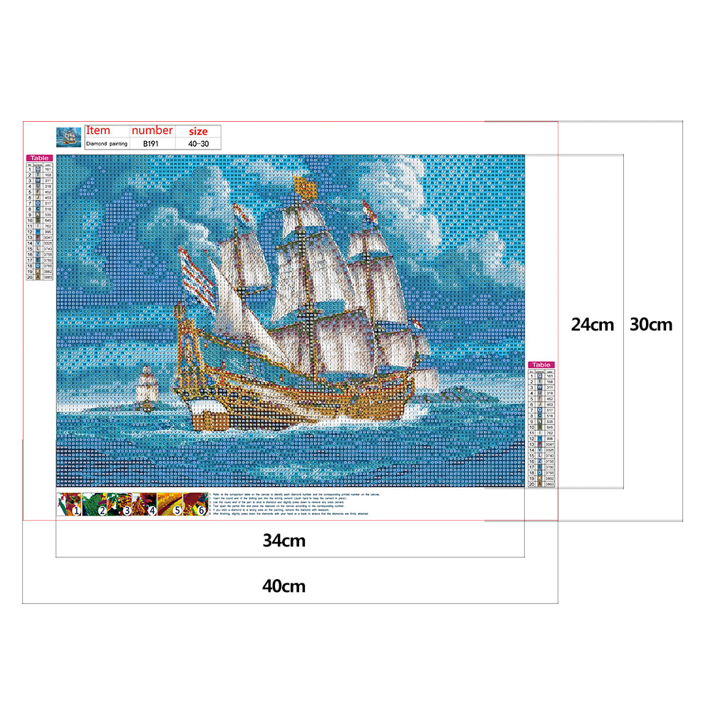 Boat - Full Round Drill Diamond Painting 40*30CM