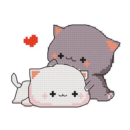 Cat- 11CT Stamped Cross Stitch 25*20CM