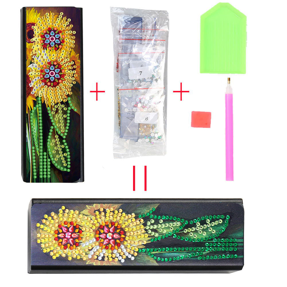 DIY Leather Diamond Painting Glasses Storage Case Flower Animal Mosaic Kit