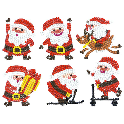 6pcs Adhesive Stickers DIY Round Christmas Santa Claus Diamond Painting Kit