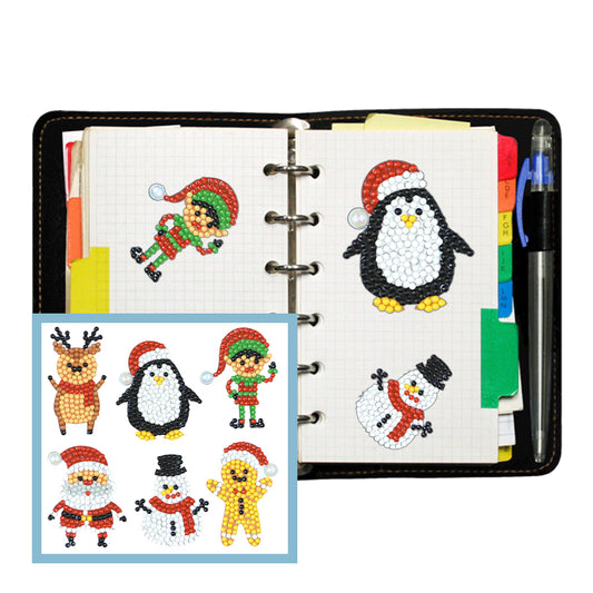 6pcs Sticker Santa Claus DIY Round Rhinestone Christmas Mosaic Painting Kit