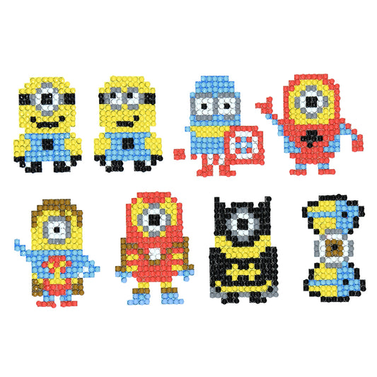 8pcs DIY Minions Round Drill Stickers Diamond Painting Rhinestones Pasters