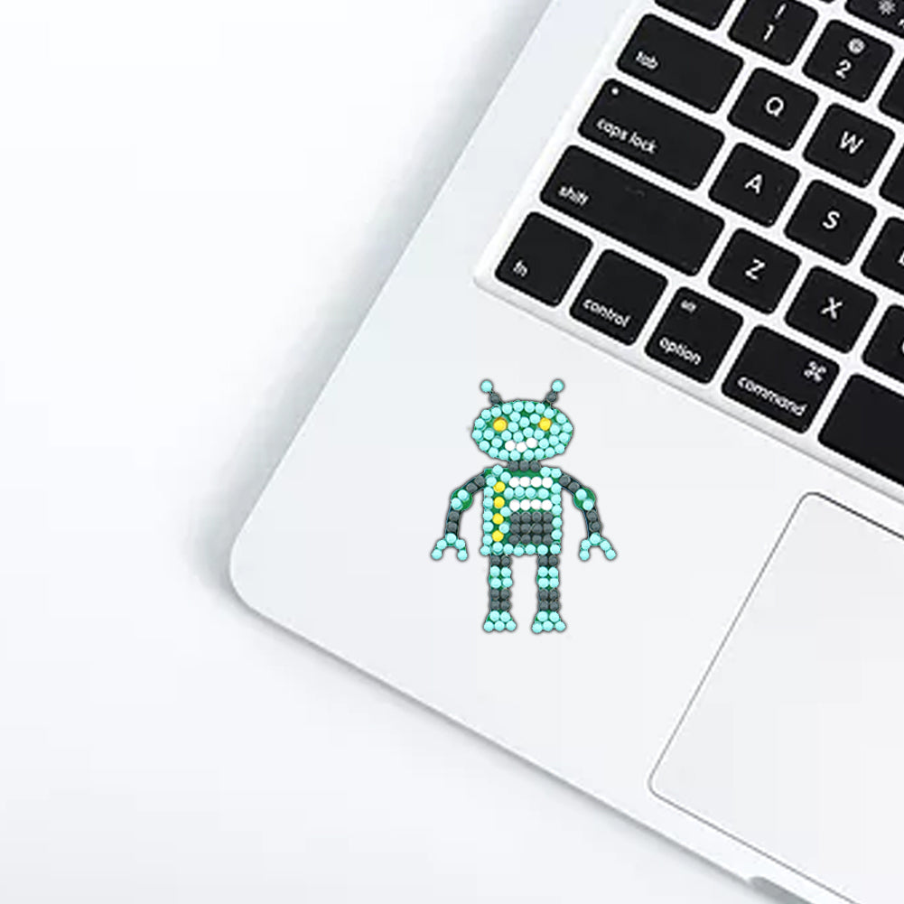 9pcs DIY Kit Color Cute Robots Self-adhesive Rhinestone Stickers Book Decor