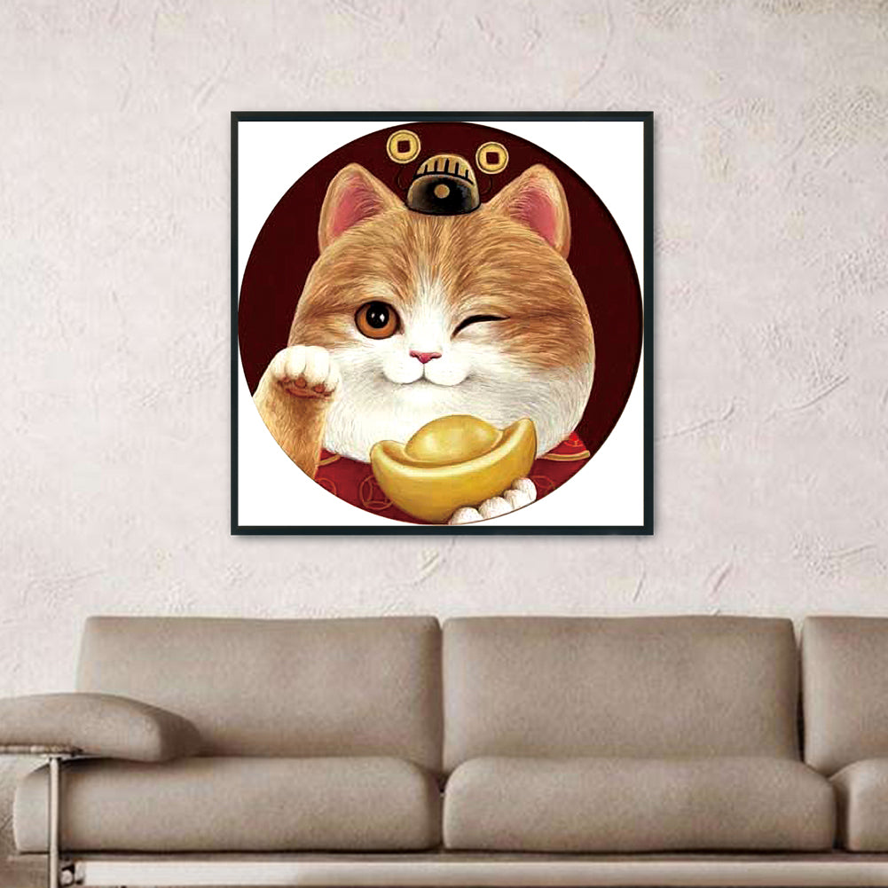 Fortune Cat - 11CT Stamped Cross Stitch 50*50CM