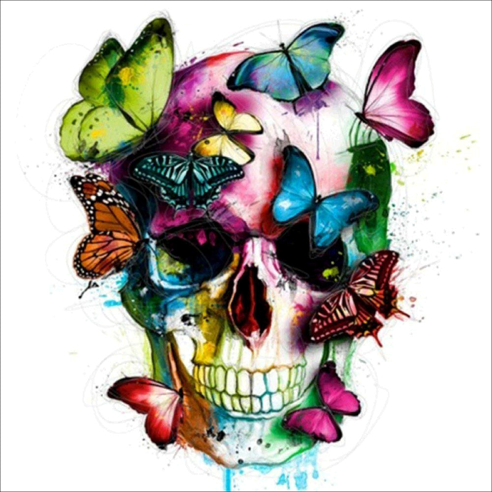 Butterfly Skull - 11CT Stamped Cross Stitch 40*40CM