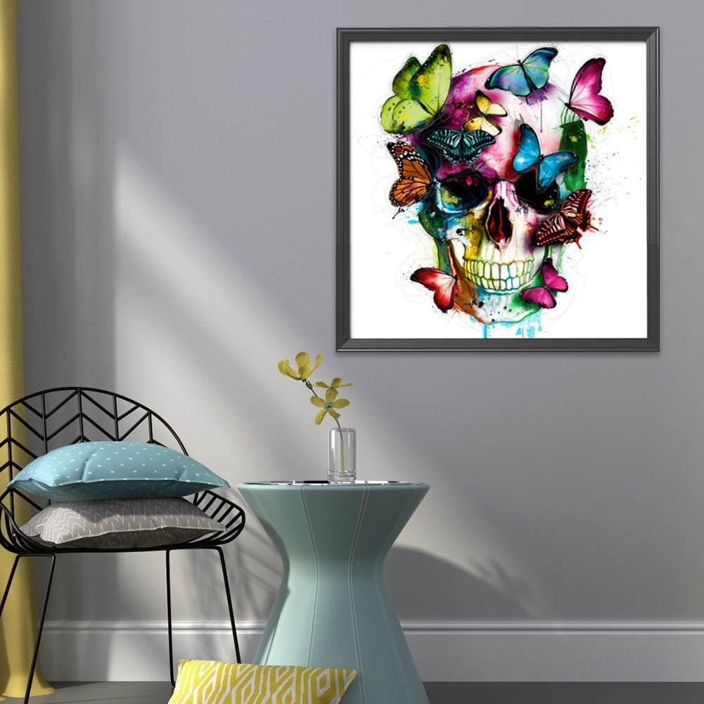 Butterfly Skull - 11CT Stamped Cross Stitch 40*40CM